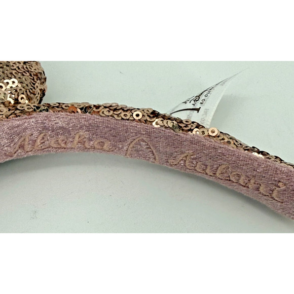 New Disney Aulani Hawaii Rose Gold Plumeria Minnie Mouse Sequined Ear Headband - Picture 11 of 11